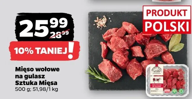 Mięso wołowe na gulasz promocja w Netto