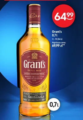 Whisky Grant's Triple Wood 0,7l promocja w Żabka