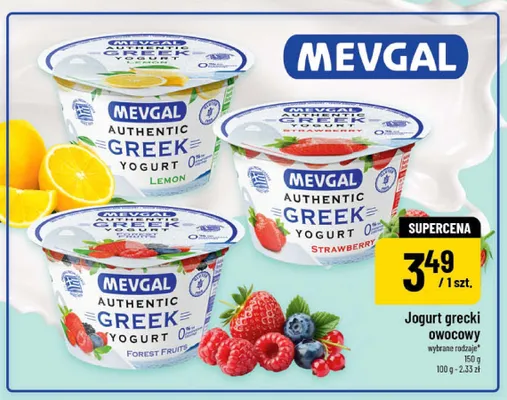 Jogurt grecki owocowy MEVGAL Strawberry promocja w POLOmarket
