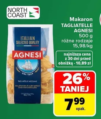 Makaron Tagliatelle Agnesi promocja w Carrefour