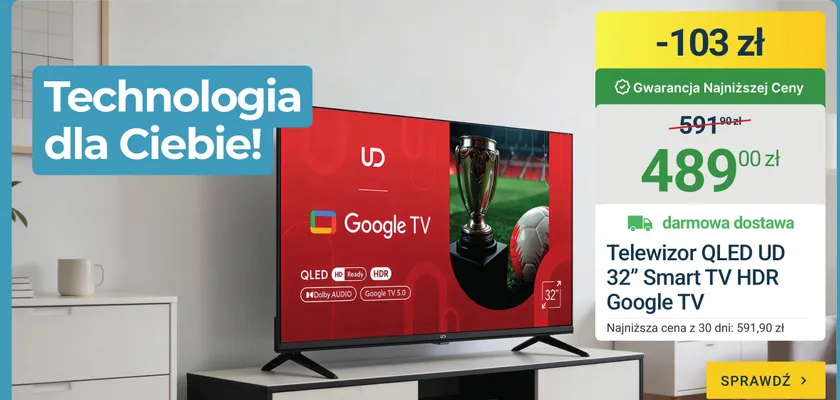 Telewizor QLED UD 32" Smart TV HDR Google TV promocja w ERLI