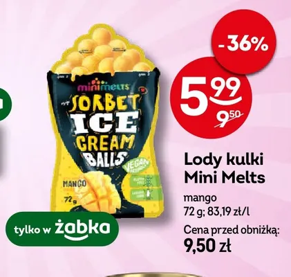 Lody kulki Mini Melts mango promocja w Żabka