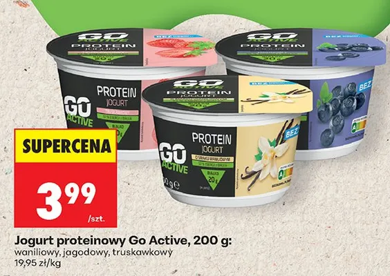 Jogurt proteinowy Go Active jagodowy promocja w Biedronka