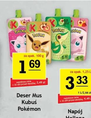 Deser mus owocowy Kubuś Pokémon promocja w Gram Market