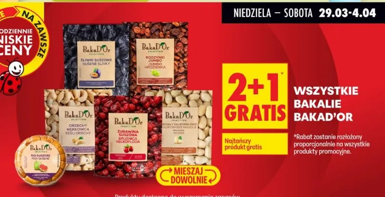 Wszystkie bakalie 2+1 GRATIS promocja w Biedronka