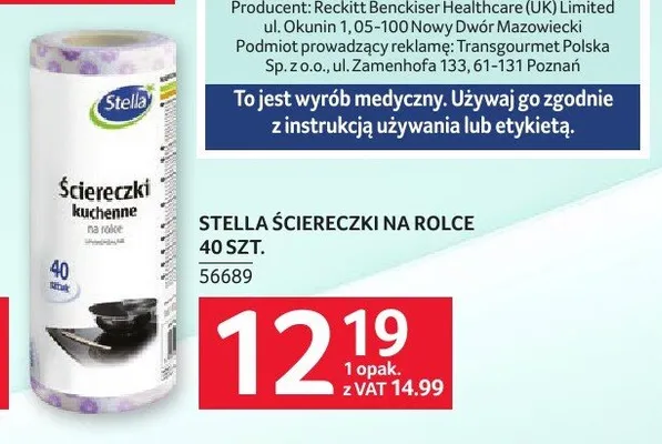 Ściereczki na rolce Stella promocja w Selgros