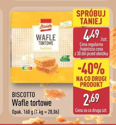 Wafle tortowe Biscotto promocja w Aldi