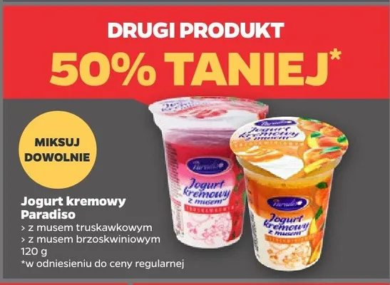 Jogurt kremowy z musem truskawkowym Paradiso promocja w Netto