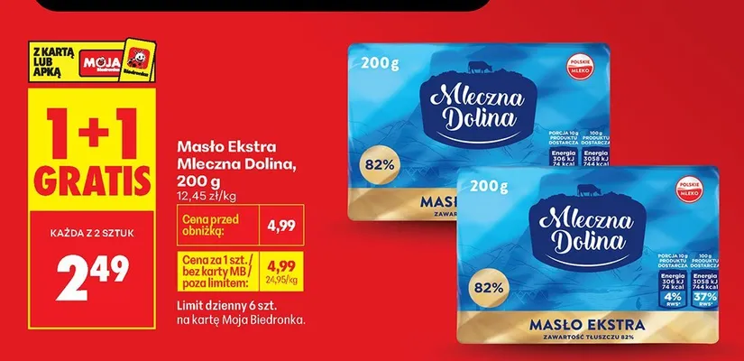 Masło Ekstra Mleczna Dolina promocja w Biedronka