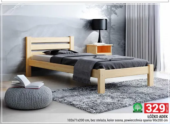 Łóżko Adek Natural Wood promocja w Merkury Market