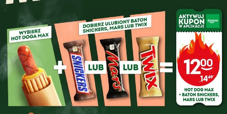 Zestaw Hot Dog Max + Baton Snickers promocja w Żabka