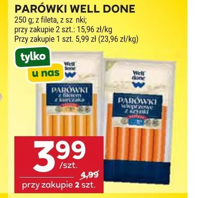 Parówki z fileta Well Done promocja w Stokrotka