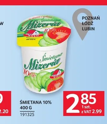 Śmietana 10% Mizeria OSM Koło promocja w Selgros