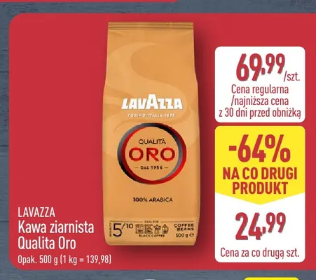 Kawa ziarnista Qualita Oro Lavazza promocja w Aldi
