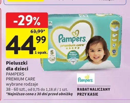 Pieluszki dla dzieci Pampers Premium Care promocja w Intermarche
