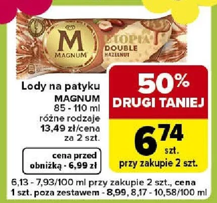 Lody na patyk magnum classic promocja w Carrefour Express