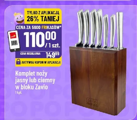 Komplet noży jasny lub ciemny w bloku Zavio promocja w POLOmarket