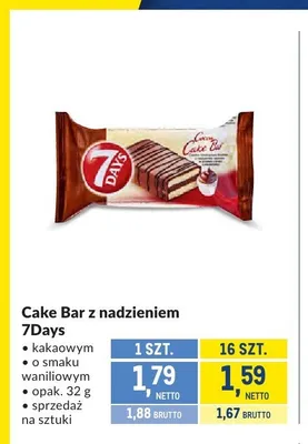 Cake Bar z nadzieniem kakaowym 7Days promocja w Makro