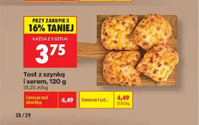 Tost z szynką i serem promocja w Biedronka