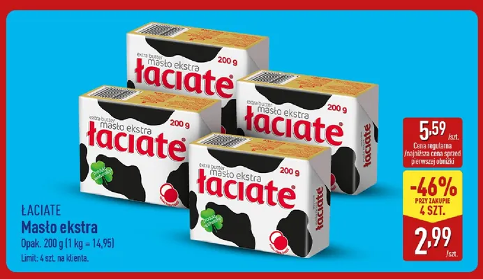 Masło ekstra Łaciate promocja w Aldi