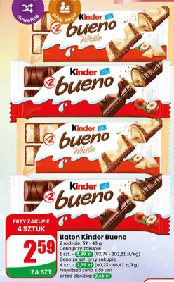 Baton Kinder Bueno White promocja w Dino