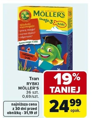 Tran norweski Möller's 36 kapsułek 10,74g promocja w Carrefour