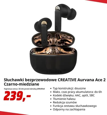 Słuchawki bezprzewodowe Creative Aurvana Ace 2 czarno-miedziane promocja w Media Markt