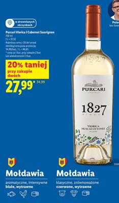 Wino białe wytrawne Purcari Viorica promocja w Lidl