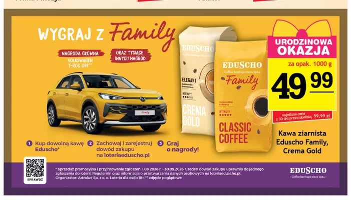 Kawa ziarnista Eduscho Family promocja w Gram Market