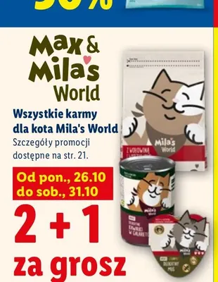 Karma dla kota z wołowiną w galaretce Mila's World promocja w Lidl