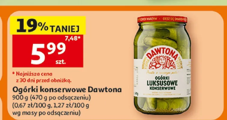 Ogórki konserwowe Dawtona promocja w Auchan
