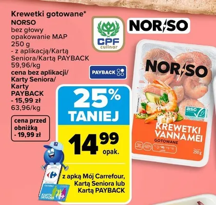 Krewetki gotowane promocja w Carrefour Market