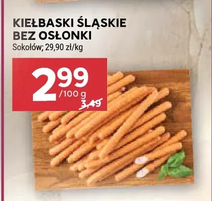 Kiełbaski śląskie bez osłonki Sokołów promocja w Stokrotka