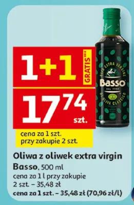 Oliwa z oliwek extra virgin Basso promocja w Auchan