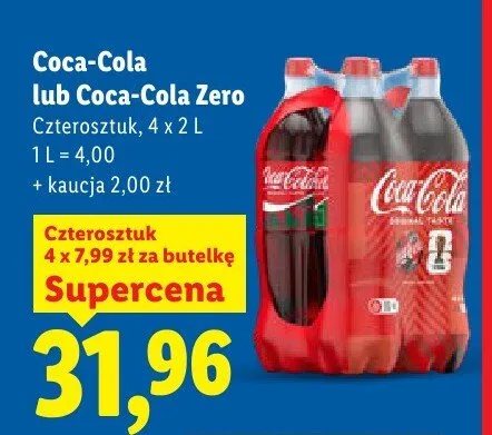 Napój gazowany Coca-Cola 4-pak promocja w Lidl