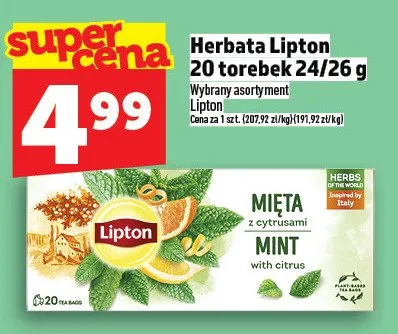 Herbata Lipton 20 torebek promocja w TOPAZ