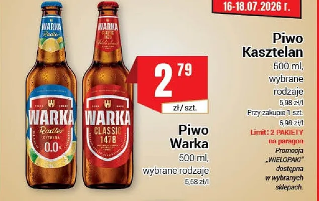 Piwo bezalkoholowe Warka Radler Cytryna promocja w Premium Nasz Sklep