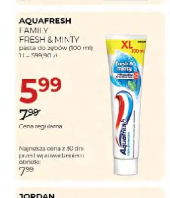 Pasta do zębów Aquafresh Family Fresh & Minty promocja w Drogerie Jawa