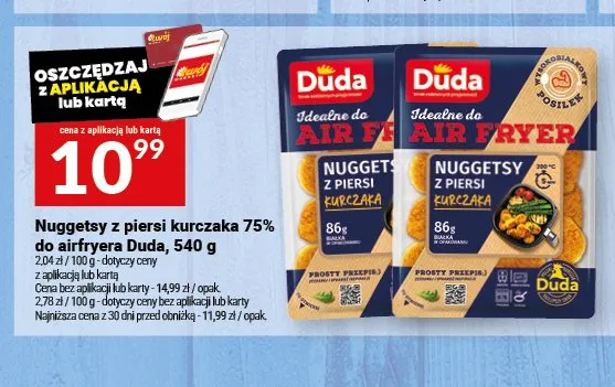 Nuggetsy z piersi kurczaka 75% do airfryera Duda promocja w Twój Market