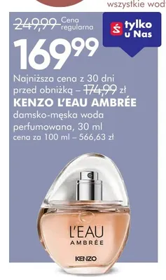 Woda perfumowana damsko-męska Kenzo L'Eau Ambrée promocja w Super-Pharm
