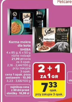 Karma mokra dla kota SHEBA 4 x 85 g, 6 x 50 g różne rodzaje promocja w Carrefour