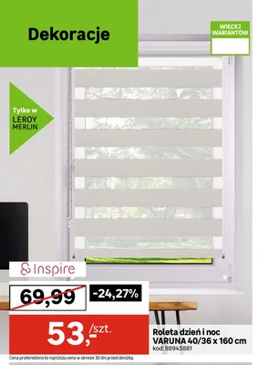 Roleta dzień i noc Inspire Varuna 40/36x160 cm promocja w Leroy Merlin
