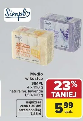 Mydło w kostce Simpl promocja w Carrefour Market