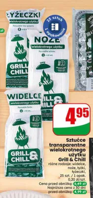Widelce transparentne wielokrotnego użytku Grill & Chill 25-pak promocja w Dino
