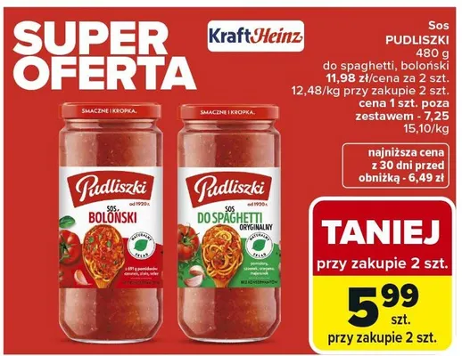 Sos pudliszki do spaghetti, bolońskiego promocja w Carrefour