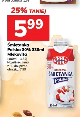 Śmietanka Polska Mlekovita 30% promocja w Hitpol