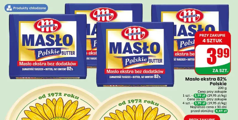 Masło ekstra Polskie Mlekovita 82% promocja w Dino