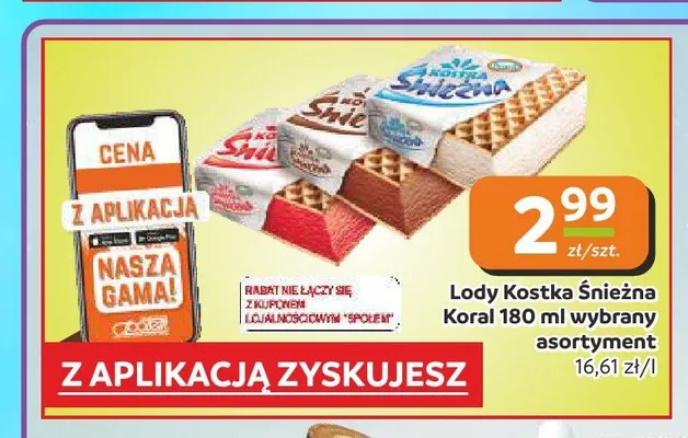 Lody Kostka Śnieżna Koral promocja w Społem Częstochowa