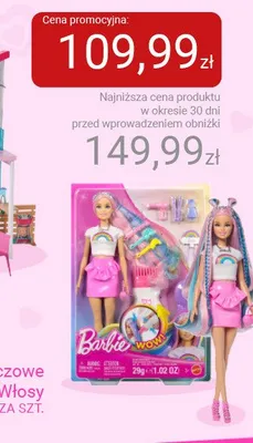 Lalka Barbie Tęczowe Brokatowe Włosy promocja w Smyk