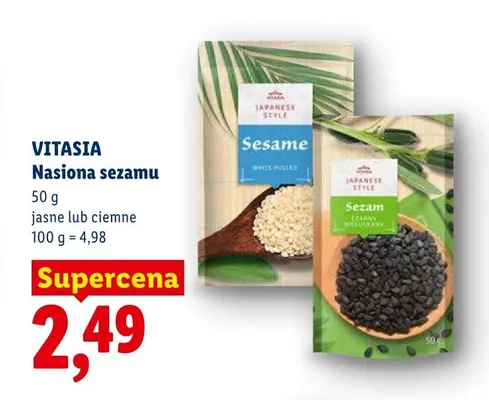 Nasiona sezamu ciemne Vitasia Japanese Style promocja w Lidl